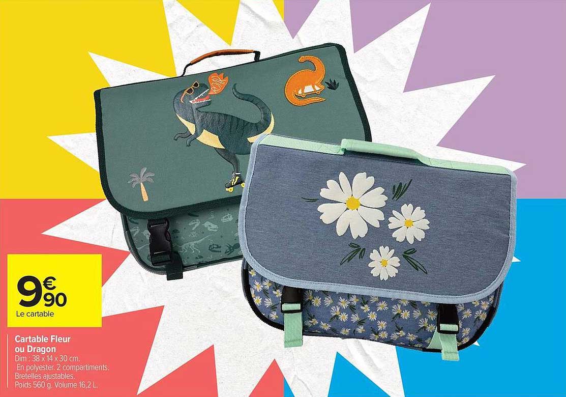 Cartable Fleur ou Dragon