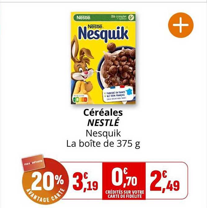 Céréales NESTLÉ Nesquik La boîte de 375 g