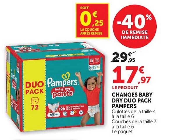 CHANGES BABY DRY DUO PACK PAMPERS