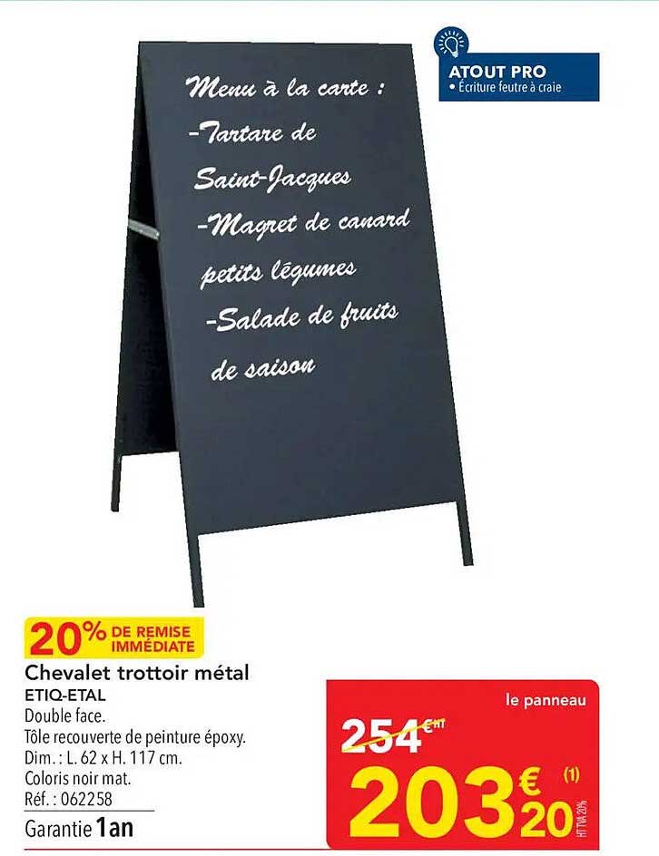 Chevalet trottoir métal