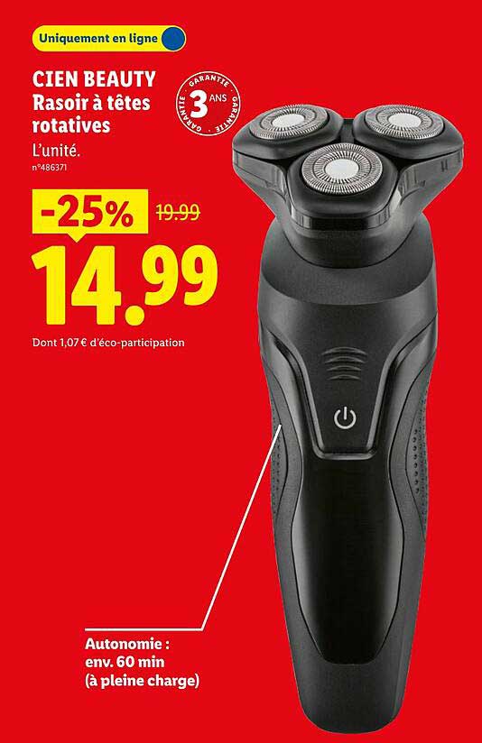 CIEN BEAUTY Rasoir à têtes rotatives