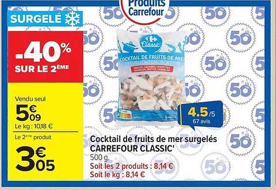 Cocktail de fruits de mer surgelés CARREFOUR CLASSIC’
