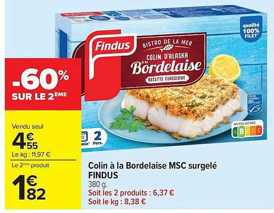 Colin à la Bordelaise MSC surgelé FINDUS