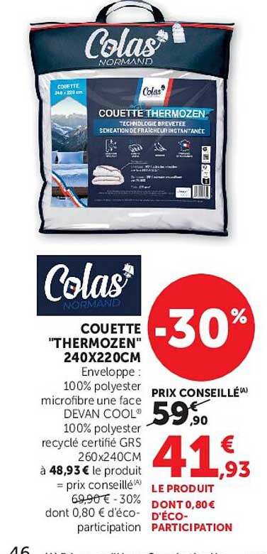 COUETTE "THERMOZEN" 240X220CM