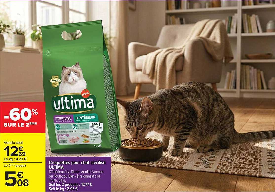 Croquettes pour chat stérilisé ULTIMA