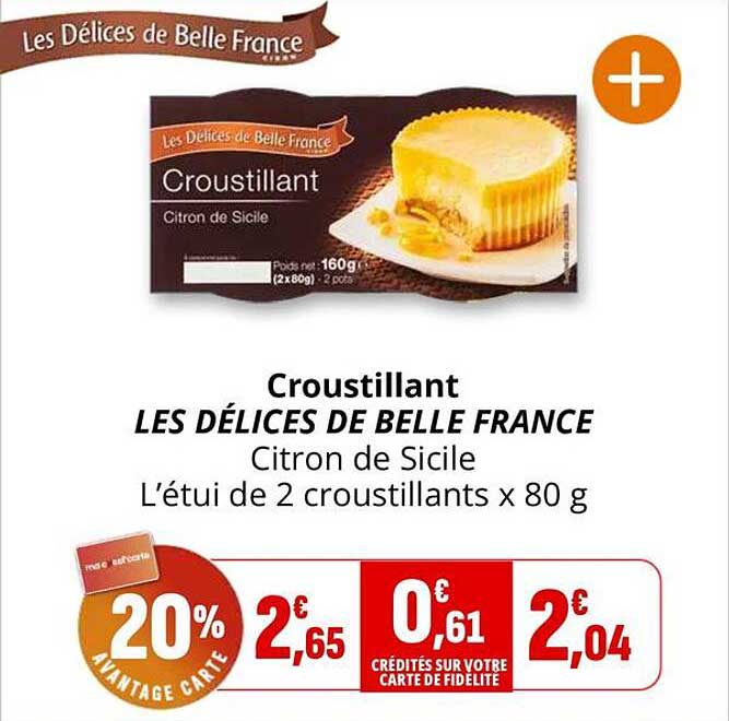 Croustillant LES DÉLICES DE BELLE FRANCE Citron de Sicile L'étui de 2 croustillants x 80 g
