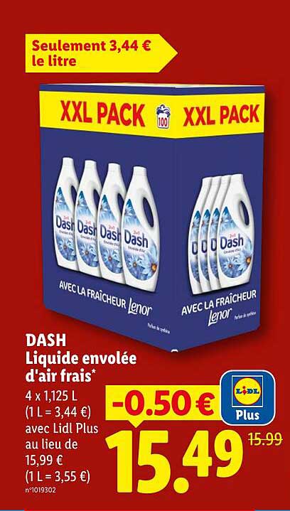 DASH Liquide envelopée d'air frais*