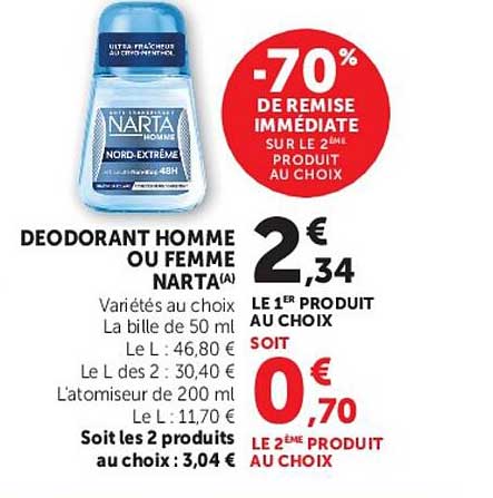 DEODORANT HOMME OU FEMME NARTA(A)