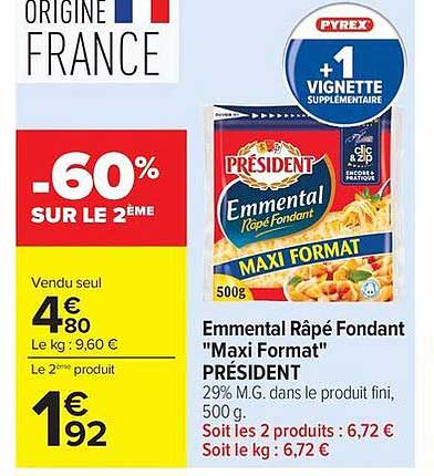 Emmental Râpé Fondant "Maxi Format" PRÉSIDENT