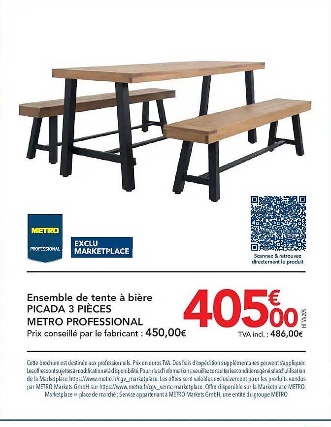 Ensemble de tente à bière PICADA 3 PIÈCES METRO PROFESSIONAL
