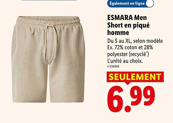 ESMARA Men Short en piqué homme