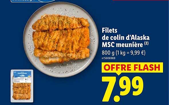 Filets de colin d'Alaska MSC meunière