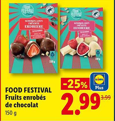 FOOD FESTIVAL Fruits enrobés de chocolat 150 g