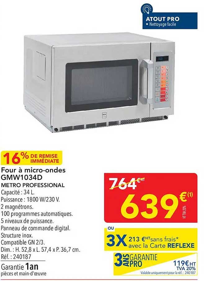 Four à micro-ondes GMW1034D METRO PROFESSIONAL