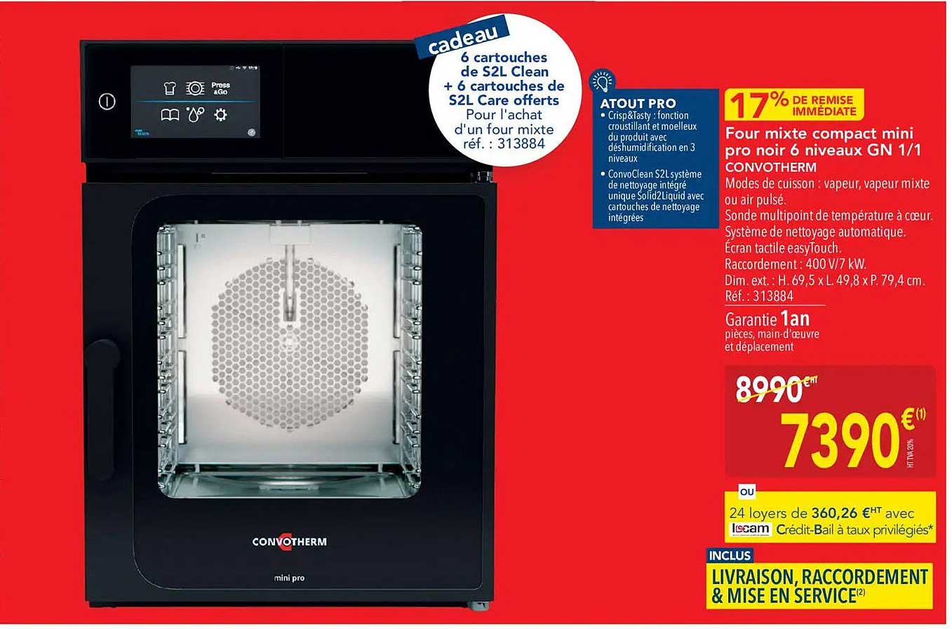 Four mixte compact mini pro noir 6 niveaux GN 1/1 CONVOTHERM