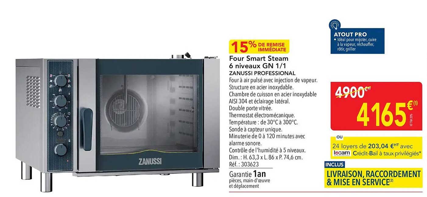 Four Smart Steam 6 niveaux GN 1/1 ZANUSSI PROFESSIONAL