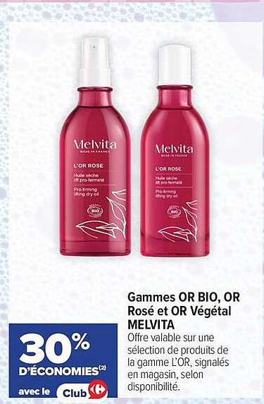 Gammes OR BIO, OR Rosé et OR Végétal MELVITA