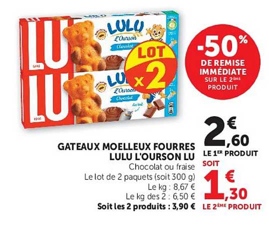 GATEAUX MOELLEUX FOURRES LULU L'OURSON LU