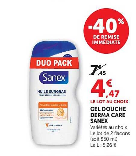 GEL DOUCHE DERMA CARE SANEX