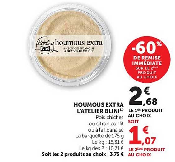 Houmous extra L'atelier Blini
