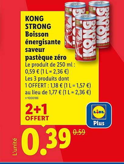KONG STRONG Boisson énergisante saveur pastèque zéro
