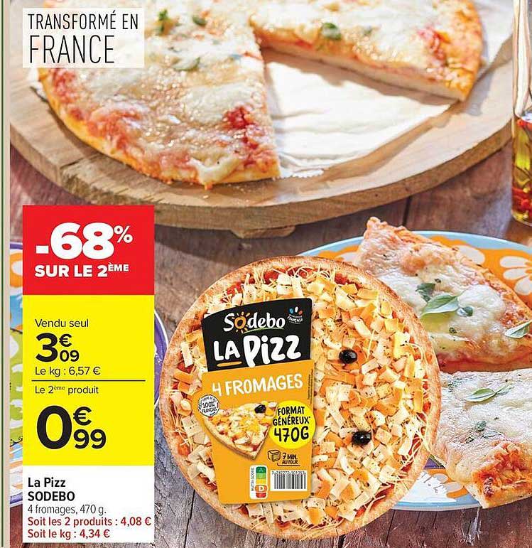 La Pizz SODEBO 4 fromages, 470 g.