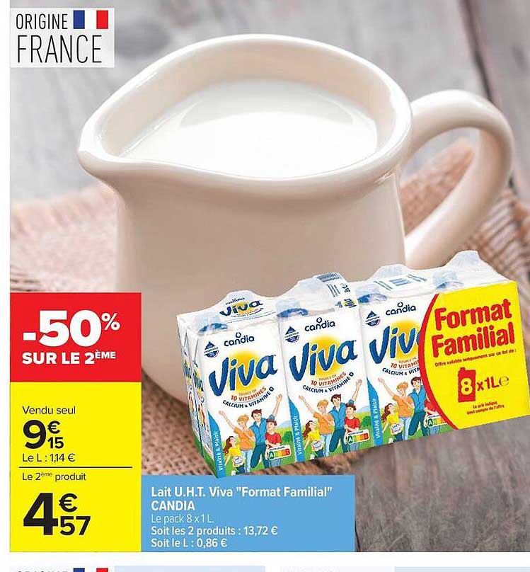 Lait U.H.T. Viva "Format Familial" CANDIA