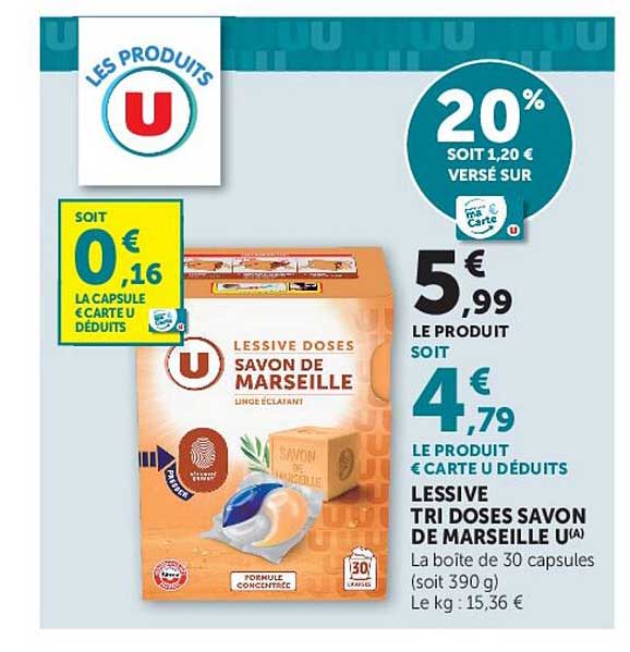 LESSIVE TRI DOSES SAVON DE MARSEILLE U(A)