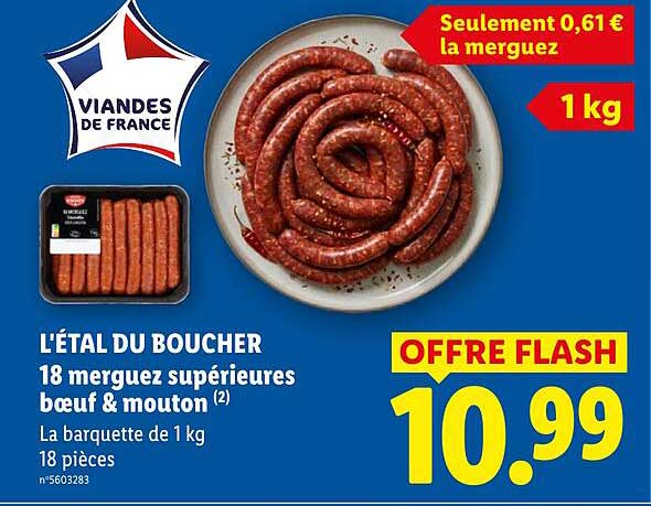 L'ÉTAL DU BOUCHER 18 merguez supérieures bœuf & mouton