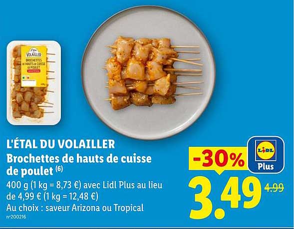 L'ÉTAL DU VOLAILLER Brochettes de hauts de cuisse de poulet (6)