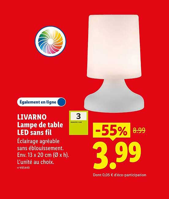 LIVARNO Lampe de table LED sans fil