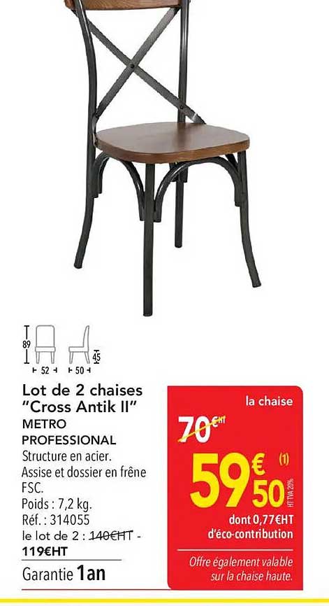 Lot de 2 chaises "Cross Antik II"
