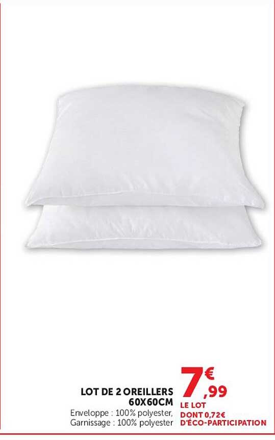 LOT DE 2 OREILLERS 60X60CM