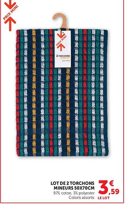 LOT DE 2 TORCHONS MINEURS 50X70CM