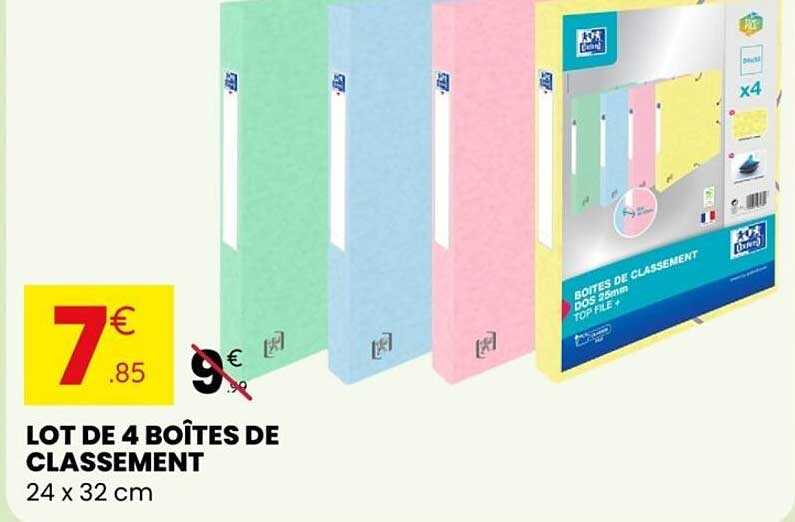 LOT DE 4 BOÎTES DE CLASSEMENT