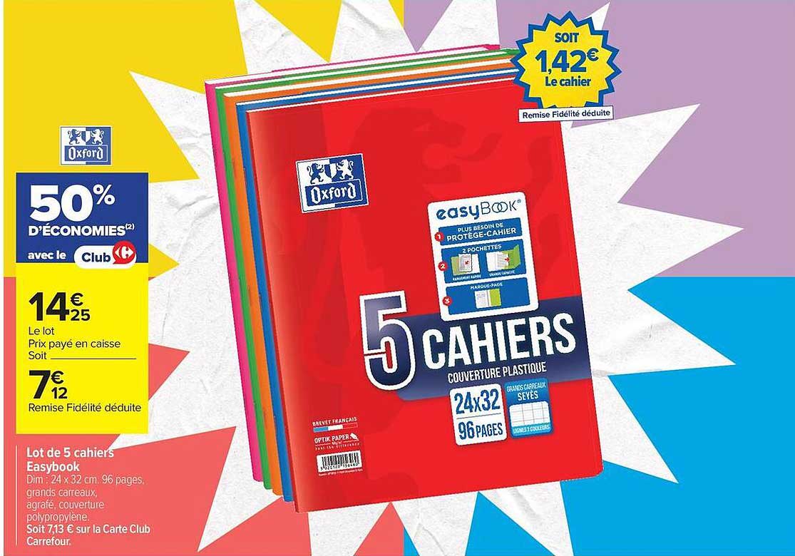 Lot de 5 cahiers Easybook