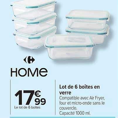 Lot de 6 boîtes en verre