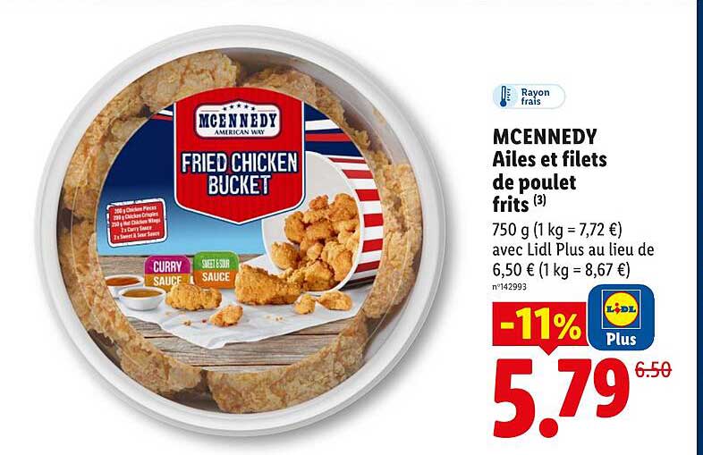 MCENNEDY Ailes et filets de poulet frits (3)