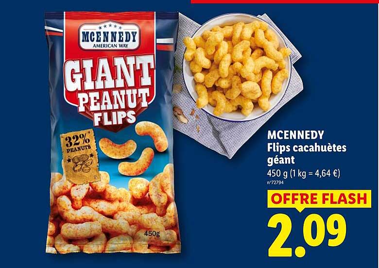MCENNEDY Flips cacahuètes géant 450 g (1 kg = 4,64 €)