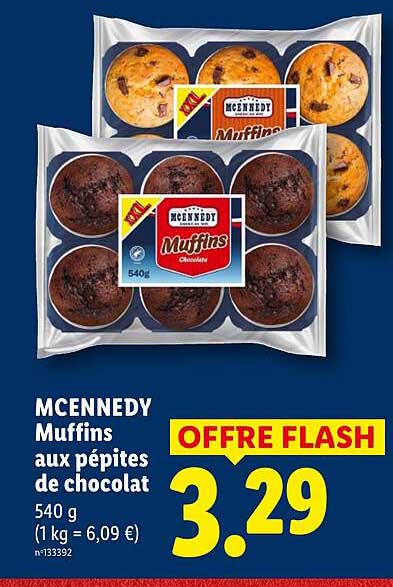 MCENNEDY Muffins aux pépites de chocolat 540 g (1 kg = 6,09 €)