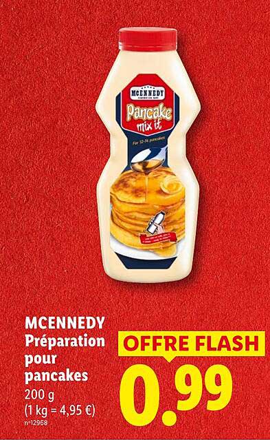 MCENNEDY Préparation pour pancakes 200 g (1 kg = 4,95 €) n°12968 OFFRE FLASH