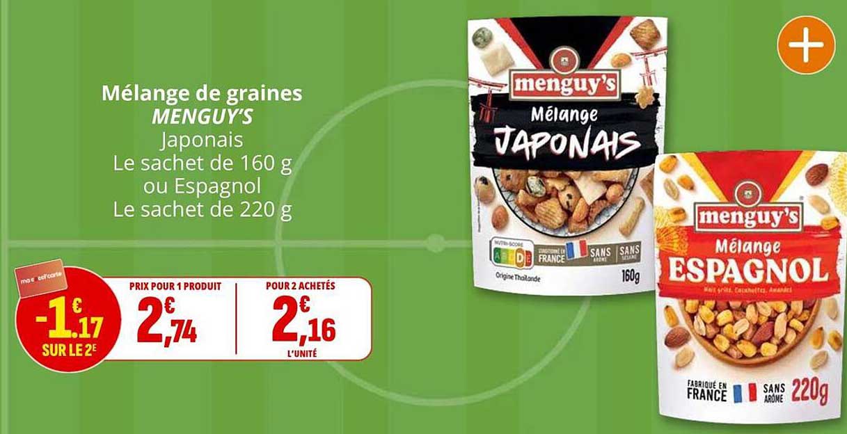Mélange de graines MENGUY'S Japonais Le sachet de 160 g ou Espagnol Le sachet de 220 g