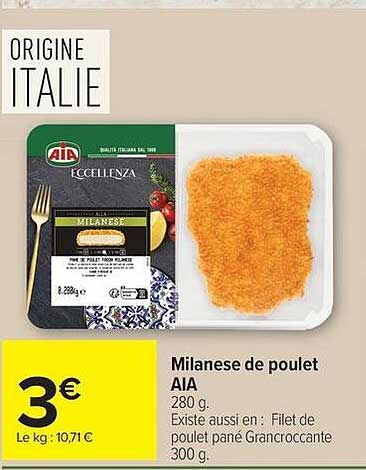 Milanese de poulet AIA 280 g