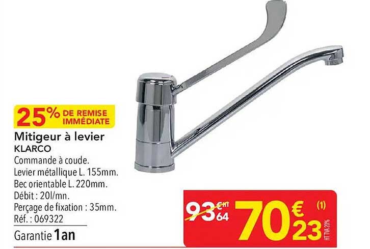 Mitigeur à levier KLARCO