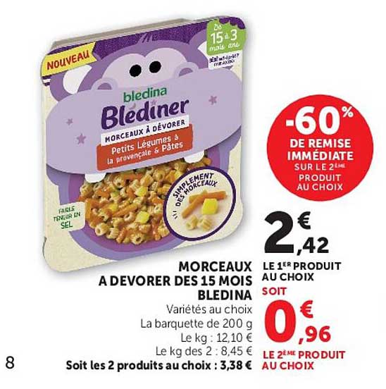 MORCEAUX A DEVORER DES 15 MOIS BLEDINA Variétés au choix