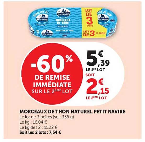 Morceaux de thon naturel Petit Navire
