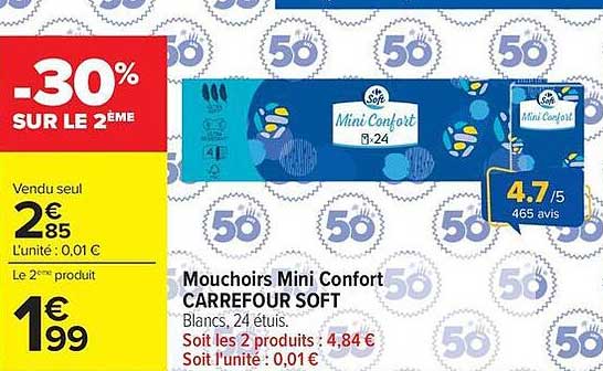 Mouchoirs Mini Confort CARREFOUR SOFT