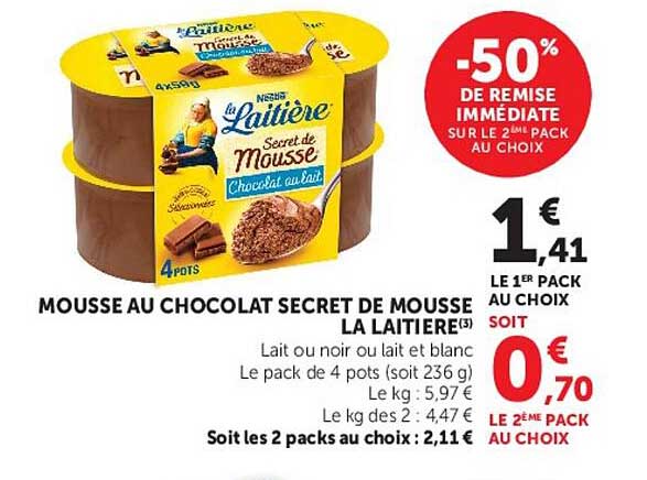 MOUSSE AU CHOCOLAT SECRET DE MOUSSE LA LAITIERE