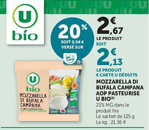 MOZZARELLA DI BUFALA CAMPANA AOP PASTEURISE U BIO(2)