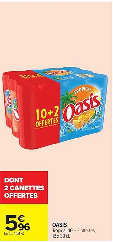 OASIS Tropical, 10 + 2 offertes, 12 x 33 cl